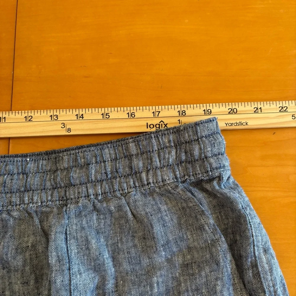 Lands End 18W linen chambray blue elastic waistband pull on shorts - Picture 7 of 10